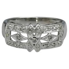14k White Gold Round Diamond Milgrain Ring 0.25CT Size 6.25
