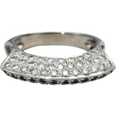 18k White Gold Round White and Black Diamond Ring 3.0CT Size 8.5