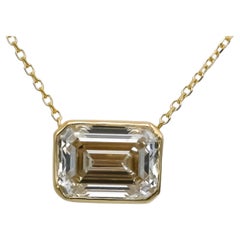 IGI 14k Yellow Gold VS1/G Emerald Cut Lab-Grown Diamond Pendant Necklace 2.59CT