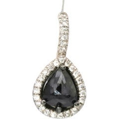18k White Gold White and Black Diamond Dangle Earrings 2.0CT