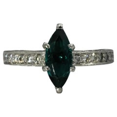 Platinum Diamond and Tourmaline Cocktail Ring 1.55CT Size 5.75