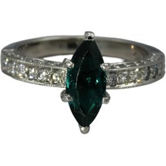 Platinum Diamond and Tourmaline Cocktail Ring 1.55CT Size 5.75