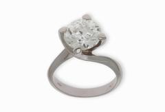 Old European Round Cut Diamond Gold Solitaire Ring
