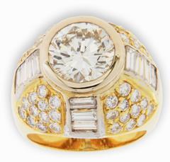 3.23 Carat Round Brilliant Diamond Gold Ring