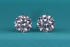 26848 Tiffany Co Platinum 2.08ct J VS1 Round Diamond Three Prong Stud Earrings