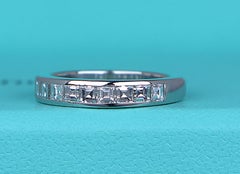 26711 Tiffany Co Platinum Asscher Square Diamond 3.5mm Half Wedding Band Ring 4