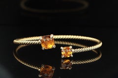 26713 David Yurman 18k Yellow Gold Citrine Diamond Chatelaine Bangle Bracelet M