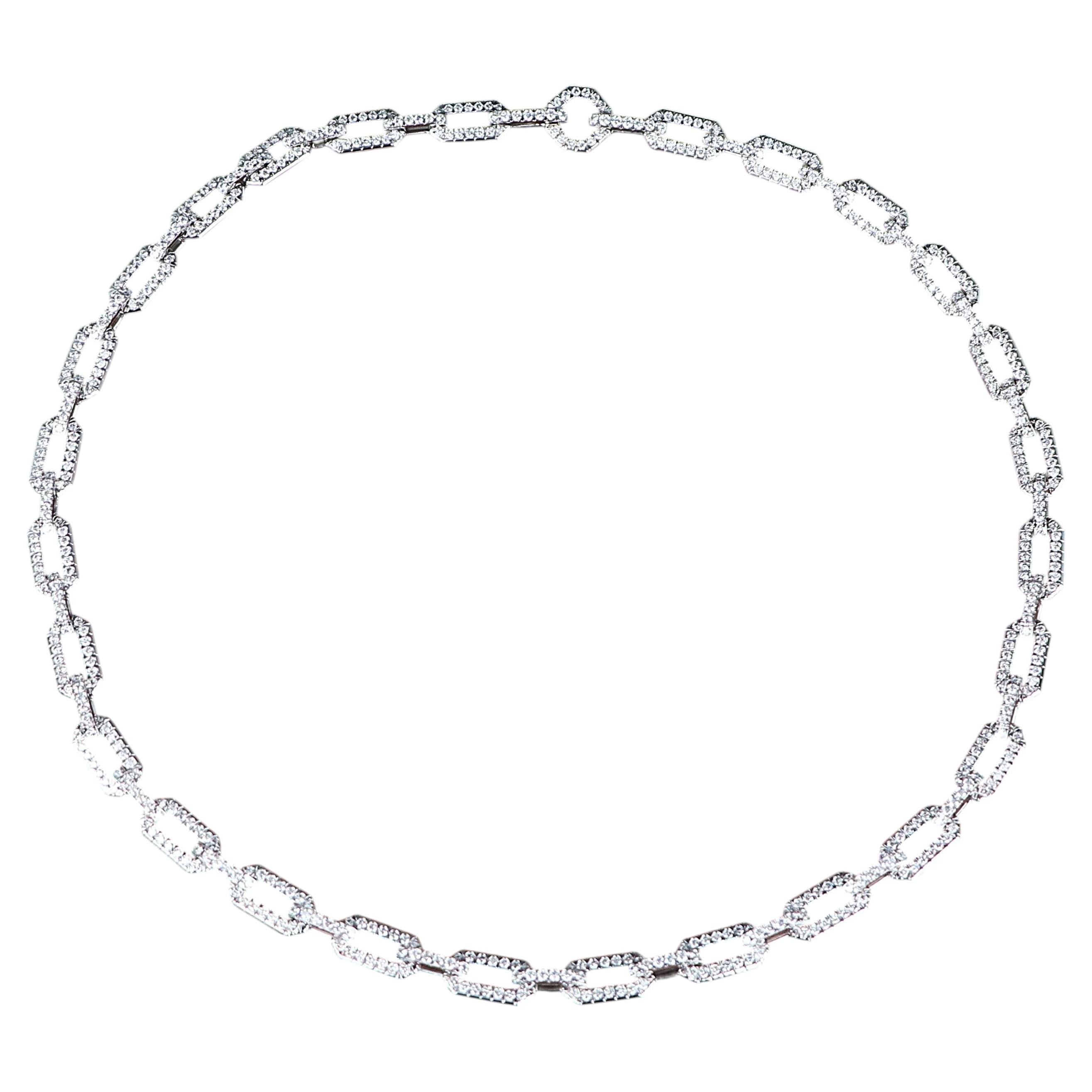 26622 David Yurman 18k White Gold 7.08ct Pave Diamond 7mm Chain 18'' Necklace