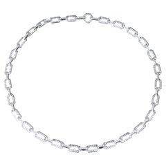 26622 David Yurman 18k White Gold 7.08ct Pave Diamond 7mm Chain 18'' Necklace