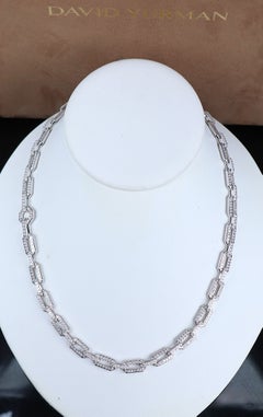 26622 David Yurman 18k White Gold 7.08ct Pave Diamond 7mm Chain 18'' Necklace
