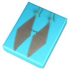 26659 Tiffany & Co Elsa Peretti 18k Yellow Gold Mesh Scarf Dangle Hook Earrings