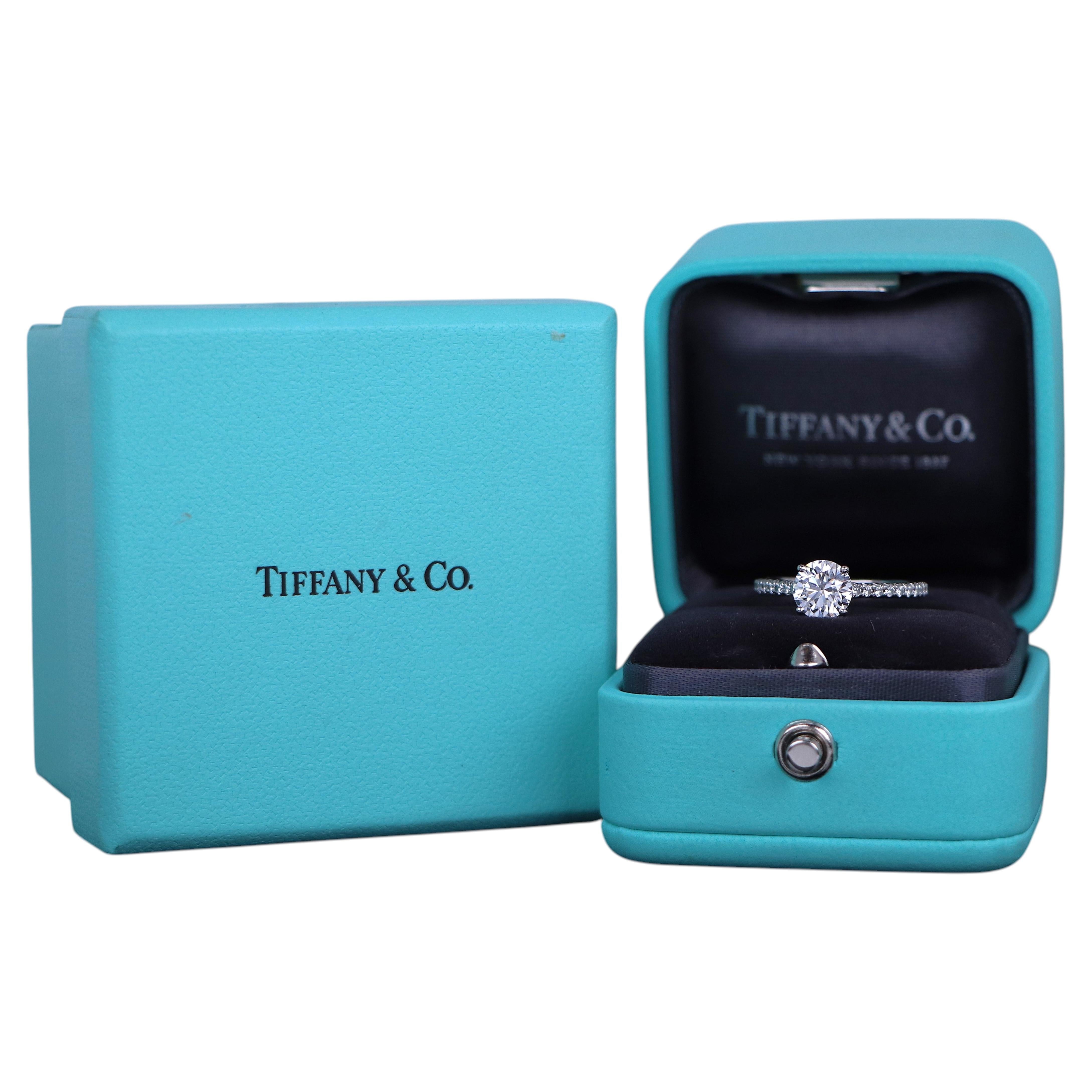 26697 Tiffany & Co Novo 1.10ct D VVS2 Round Diamond Platinum Engagement Ring 6