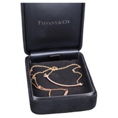 26669 Tiffany & Co 18k Rose Gold Pave Diamond Small Smile T Pendant 16"