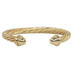 26652 David Yurman 18K Yellow Gold 7mm Dome Classic Cable Cuff Bracelet Large L