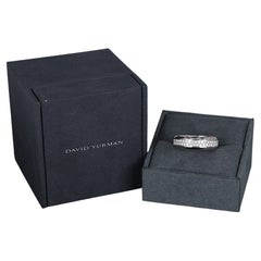 26639 Men David Yurman 18k White Gold 2 Row Pave Diamond Beveled Wedding Band 12