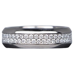 26639 Men David Yurman 18k White Gold 2 Row Pave Diamond Beveled Wedding Band 12