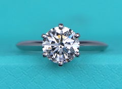 26607 Tiffany Co 1.86 G VVS2 Platinum Round Diamond Solitaire Engagement Ring