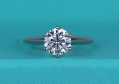 26585 Tiffany & Co 1.63ct E VS1 Platinum Round Diamond Engagement Ring 5.75