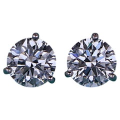 26594 Tiffany Co Platinum 2.00ct F VVS2 Round Diamond Three Prong Stud Earrings