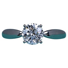 26618 Tiffany & Co Platinum Harmony 0.97ct F VVS1 Round Diamond Engagement Ring