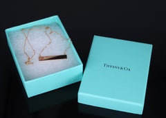 26581 Tiffany & Co Picasso 18K Rose Gold Loving Heart Bar Diamond 18" Necklace