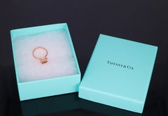 26486 Tiffany & Co 18k Rose Gold Heart Lock Dangle Charm Ring Band Size 5.25