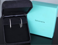 22153 Tiffany & Co 18K White Gold Diamond Large Inside out Metro Hoop Earrings