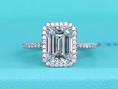 26476 Tiffany & Co Soleste Platinum 2.27 I VS1 Emerald Diamond Engagement Ring