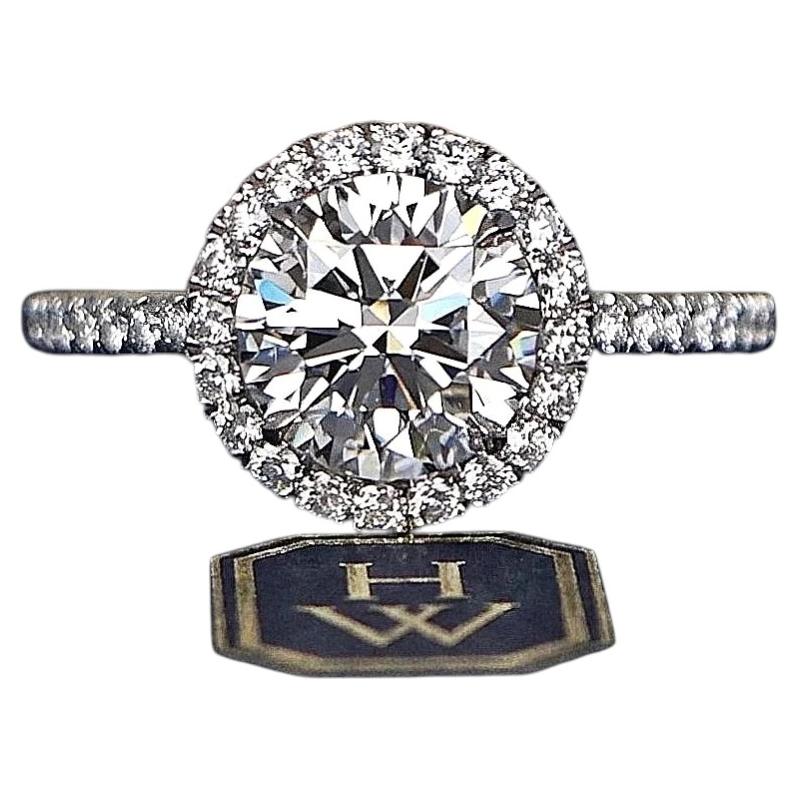 26561 Harry Winston The One: anillo de compromiso de platino con diamante de 1,81 ct, color D, pureza VVS2 y halo en venta