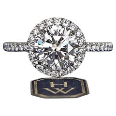 26561 Harry Winston The One : bague de fiançailles en platine avec diamant de 1,81 ct, couleur D, pureté VVS2, sertie en halo