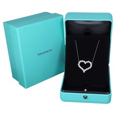 26842 Tiffany & Co Platinum 1.96ct Round Diamond Large Heart Pendant