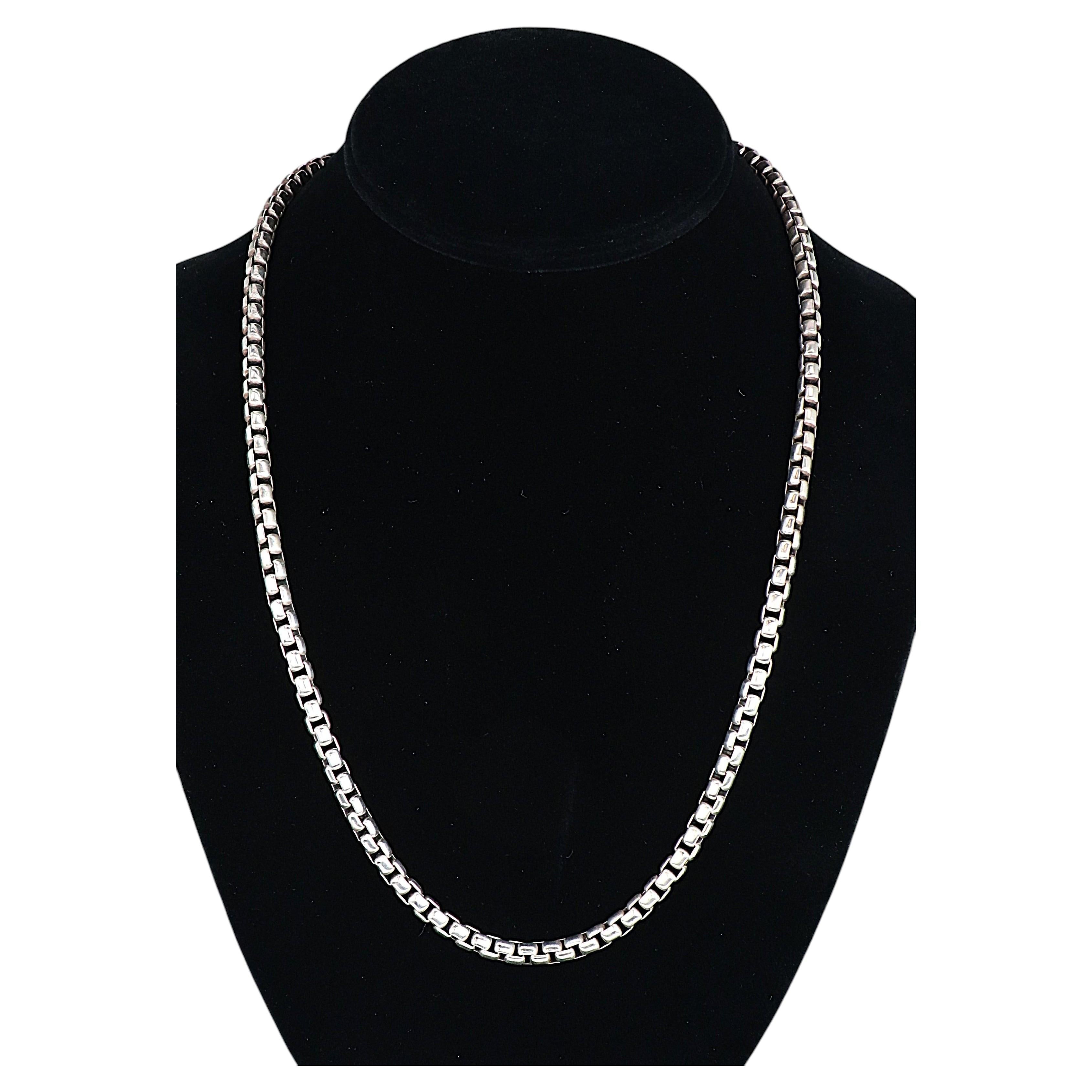26833 Men's David Yurman Sterling Silver 5mm Box Chain 22'' Link Necklace 63g For Sale