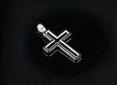 26834 David Yurman Sterling Silver 37mm Forged Carbon Cross Pendant