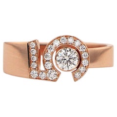 26838 Chanel N°5 18K Rose Gold Round Diamond Number Five Ring Band #58 8.25