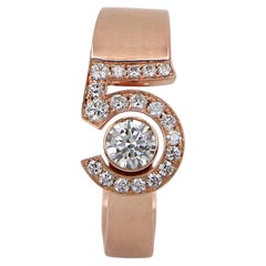 26838 Chanel N°5 18K Rose Gold Round Diamond Number Five Ring Band #58 8.25