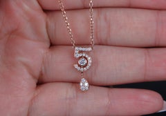 26831 Chanel N°5 18K Rose Gold Pave Diamond Number Five 18" Necklace Pendant