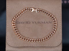 26825 David Yurman 18k Rose Gold Cognac Diamond 6mm Men's Curb Chain Bracelet L