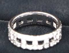 26823 Tiffany & Co 18k White Gold Diamond 5.5mm True T Wide Band Ring Size 5