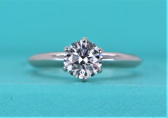 19554 Tiffany & Co. Platinum 1.07 F VS2 Round Diamond Engagement Ring 6