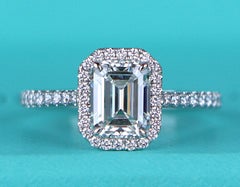 26412 Tiffany & Co Soleste Platinum 1.51ct VS1 Emerald Diamond Engagement Ring