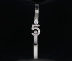 26869 Chanel N°5 18K White Gold Round Diamond Number Five Bangle 7'' Bracelet