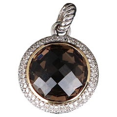 16564 David Yurman Cerise 18K Yellow Gold Silver Diamond Smoky Quartz Pendant