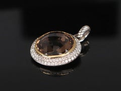 16564 David Yurman Cerise 18K Yellow Gold Silver Diamond Smoky Quartz Pendant