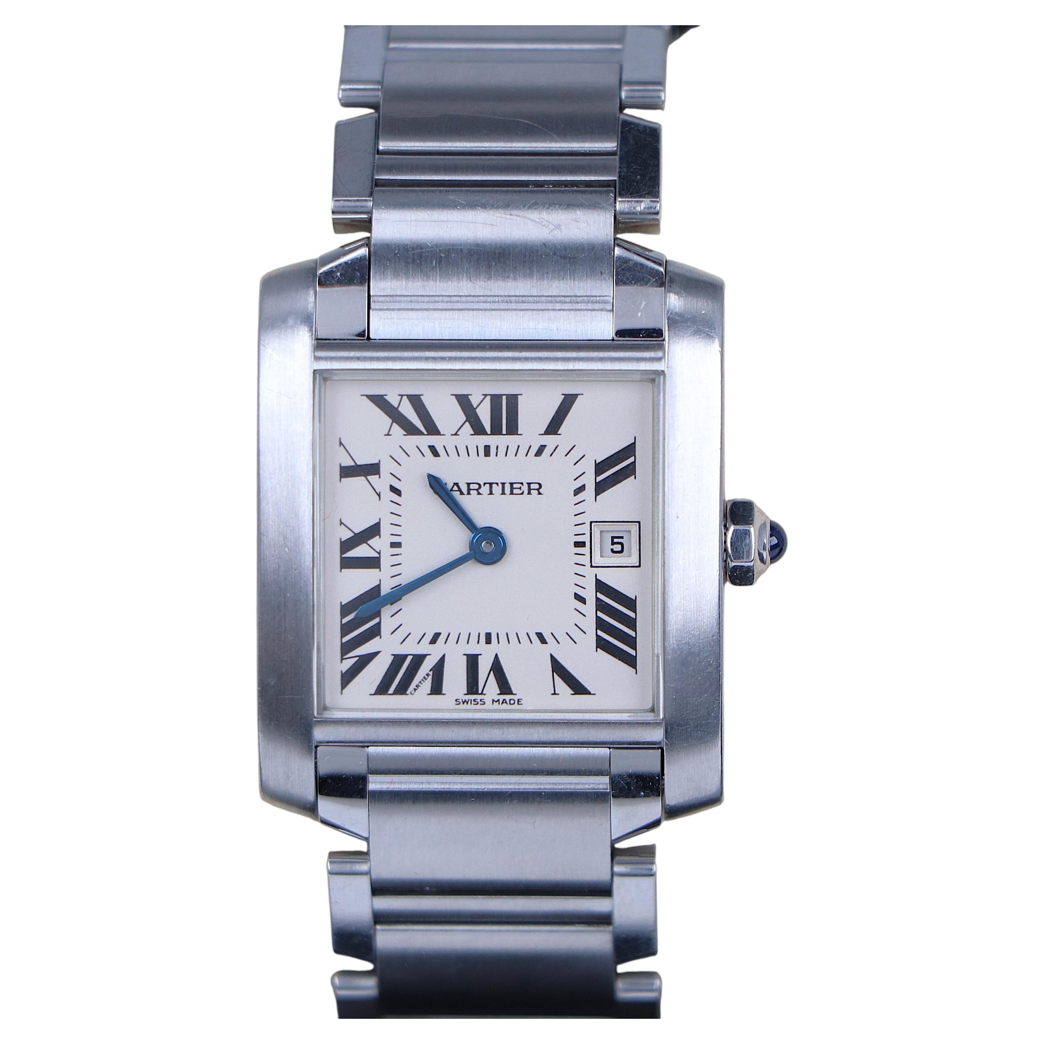 25072 Reloj de mujer Cartier Tank Française de acero inoxidable, tamaño mediano (25 mm), 2465 en venta