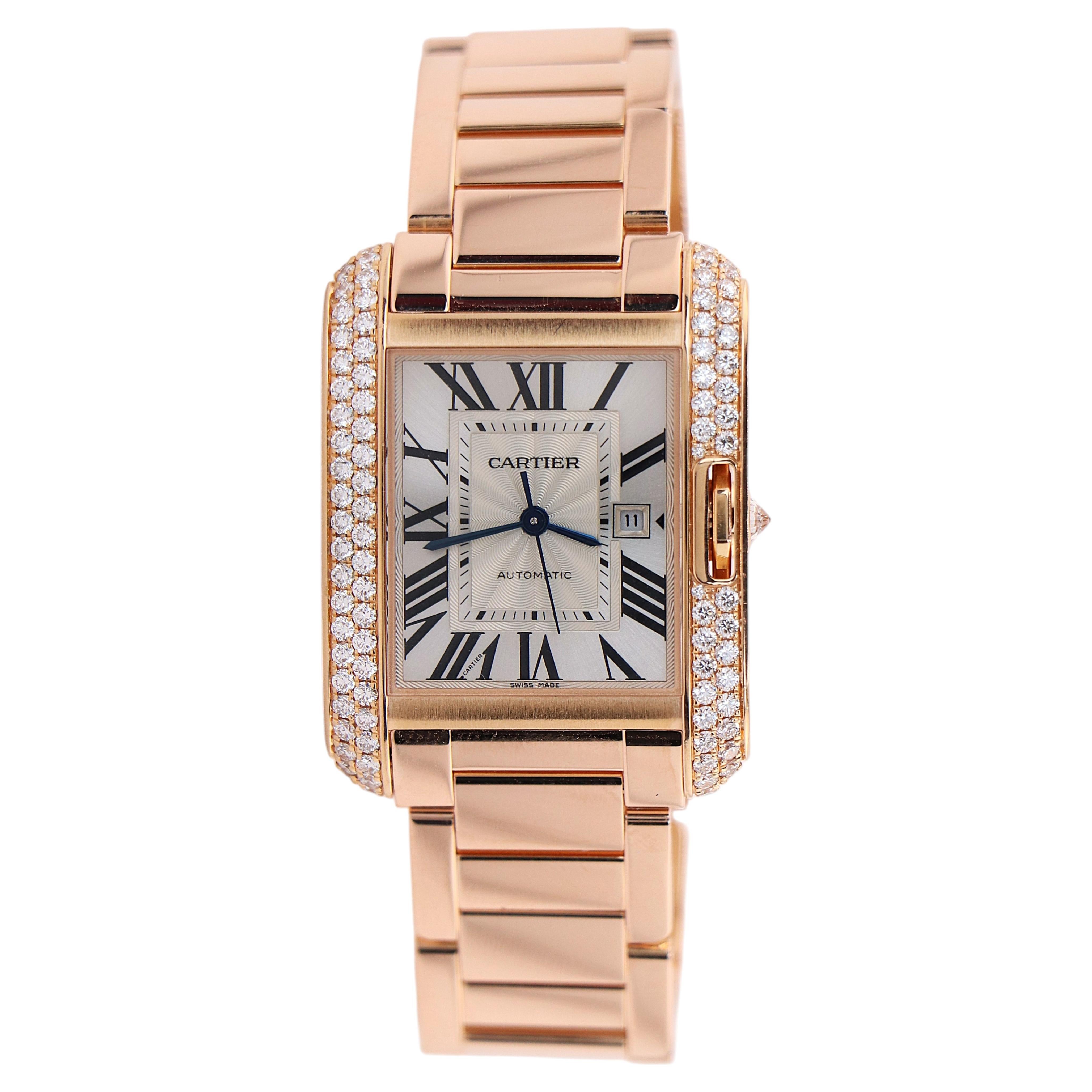 22305 Reloj automático Cartier Tank Anglaise de oro rosa de 18 quilates con diamantes, modelo WT100003, grande en venta