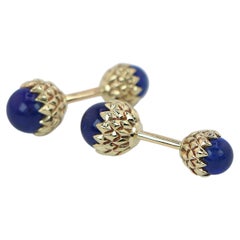 26373 Tiffany & Co. Manschettenknöpfe aus 18-karätigem Gelbgold mit blauem Lapislazuli im Schlumberger-Eichel-Design