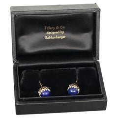 26373 Tiffany & Co. Manschettenknöpfe aus 18-karätigem Gelbgold mit blauem Lapislazuli im Schlumberger-Eichel-Design