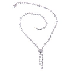 Tiffany Co Platinum Diamond Bezel Halo Jazz Circlet Drop Dangle Necklace