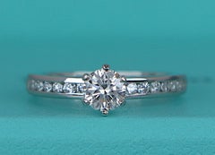 22305 Tiffany Co Platinum GIA 0.50 F VS1 Channel Round Diamond Engagement Ring 6