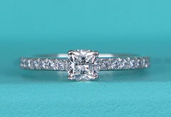 26882 Tiffany & Co Novo 0.44ct H VS1 Cushion Diamond Platinum Engagement Ring